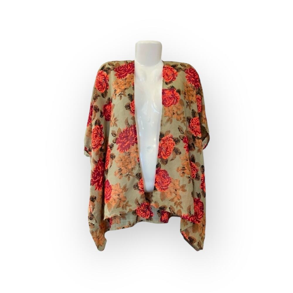 Gold Coast Women's Multicolor Floral Lightweight Open Front Kimono | Size OSFM